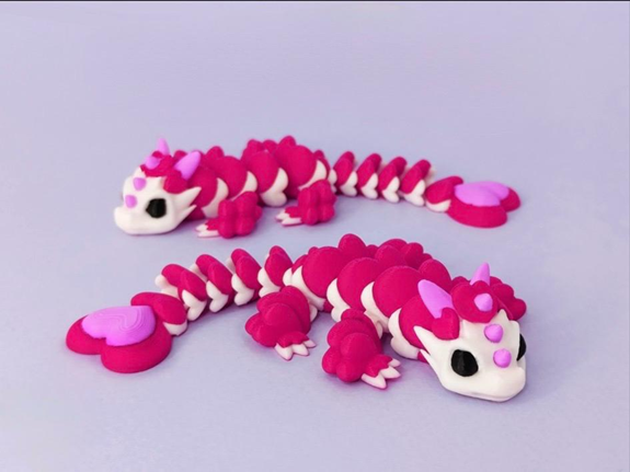 Dragon Articulé blanc et rose